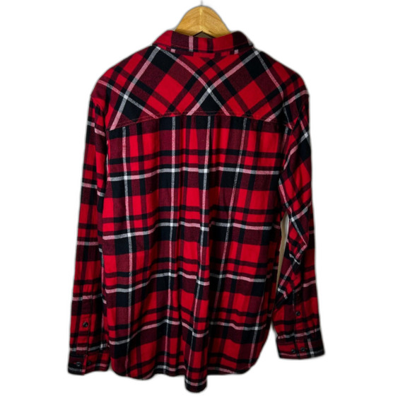 Columbia NWOT Wisconsin Badgers Red Black Plaid Flair Gun LS Flannel Shirt Sz L - Picture 10 of 14